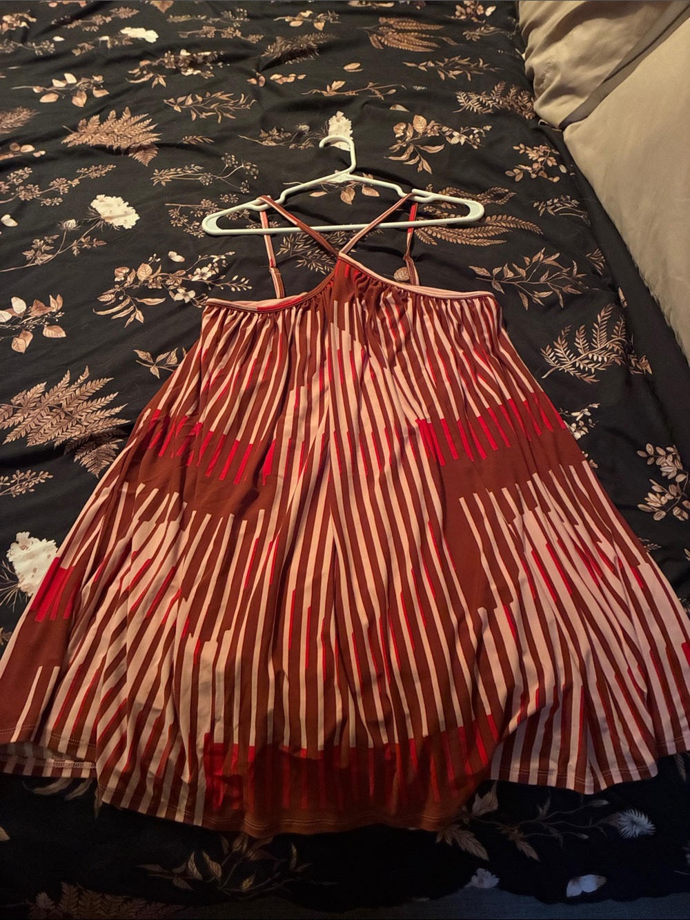 Express Striped Mini Dress in Brown, Red, Cream